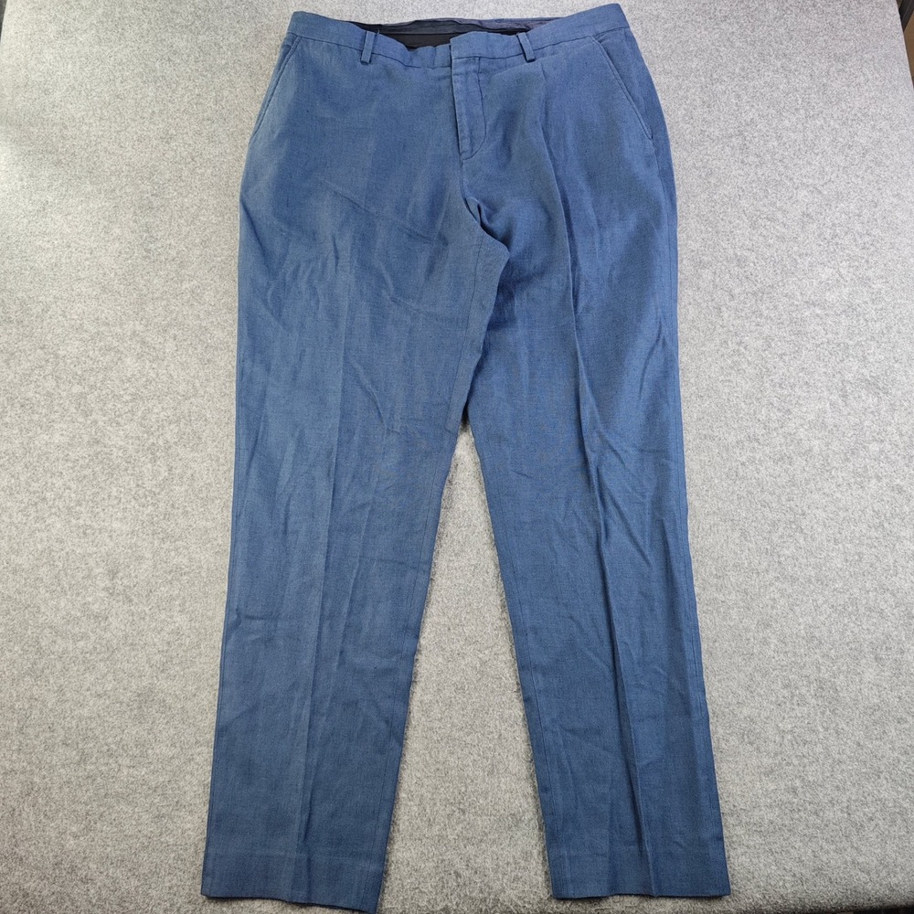 Ted Baker London Dress Pants Mens 34R Slim Fit Blue Flat Front Suit Trousers